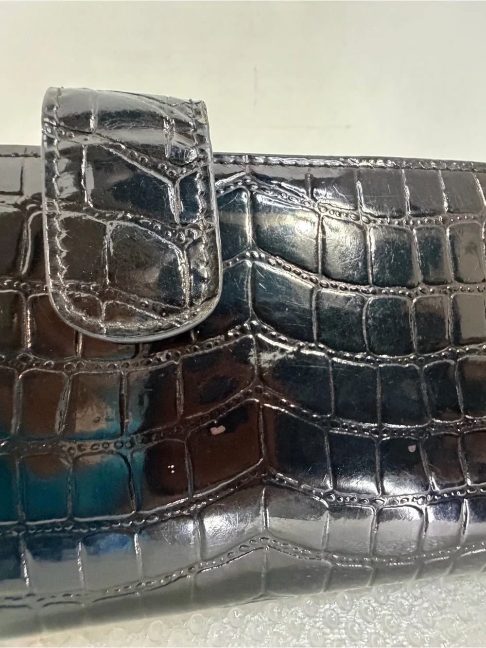 Tusk Black Croc-Embossed Leather Wallet